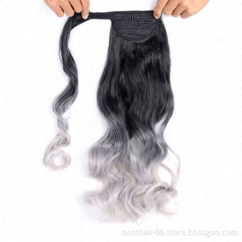 MYZYR 18inch Long Clip in P Onytail Hair Extension Wrap Around P Onytail Synthetic Fake P Ony Tail Hairpiece for Women >=60%